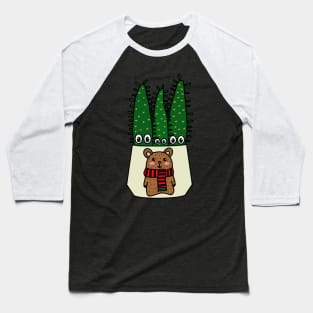 Cute Cactus Design #284: Eves Pin Cacti In Christmas Bear Pot Baseball T-Shirt